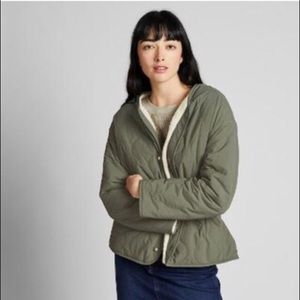 Reversible Uniqlo Green & Faux Teddy Puffy Jacket